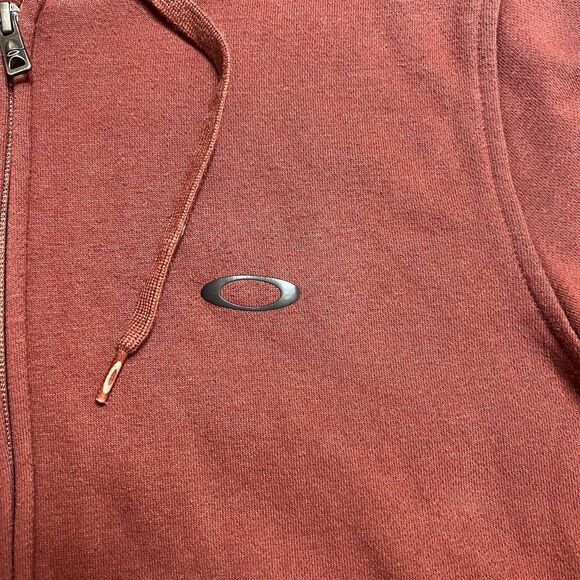 Oakley Men's Full Zip Hoodie Medium Maroon Long Sleeve - Picture 2 of 5